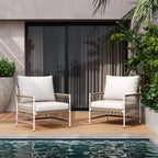 Caspian Outdoor Handwoven Rope Accent Chairs, Set of 2