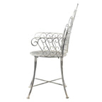 Distressed Silver Finish Iron French Country Garden Chair