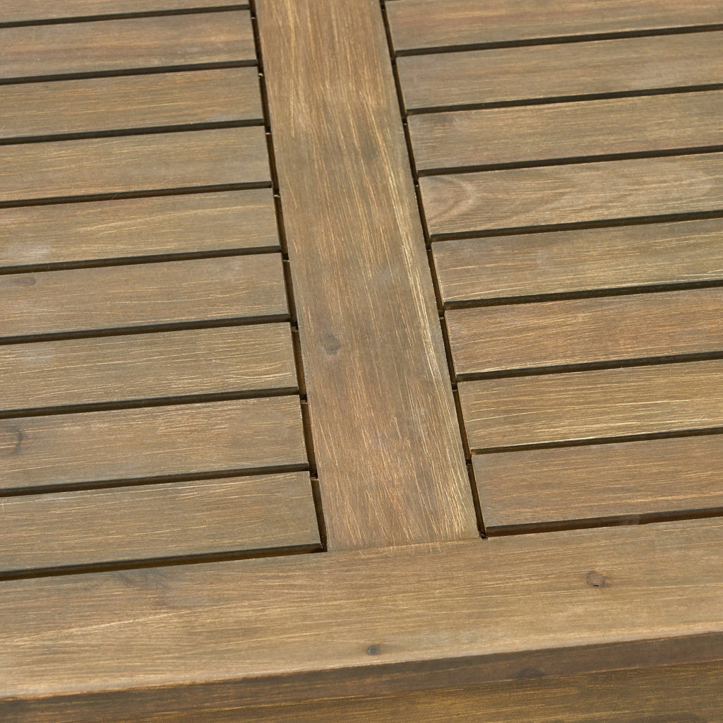 Perla Outdoor Rustic Coffee Table with Slat Design