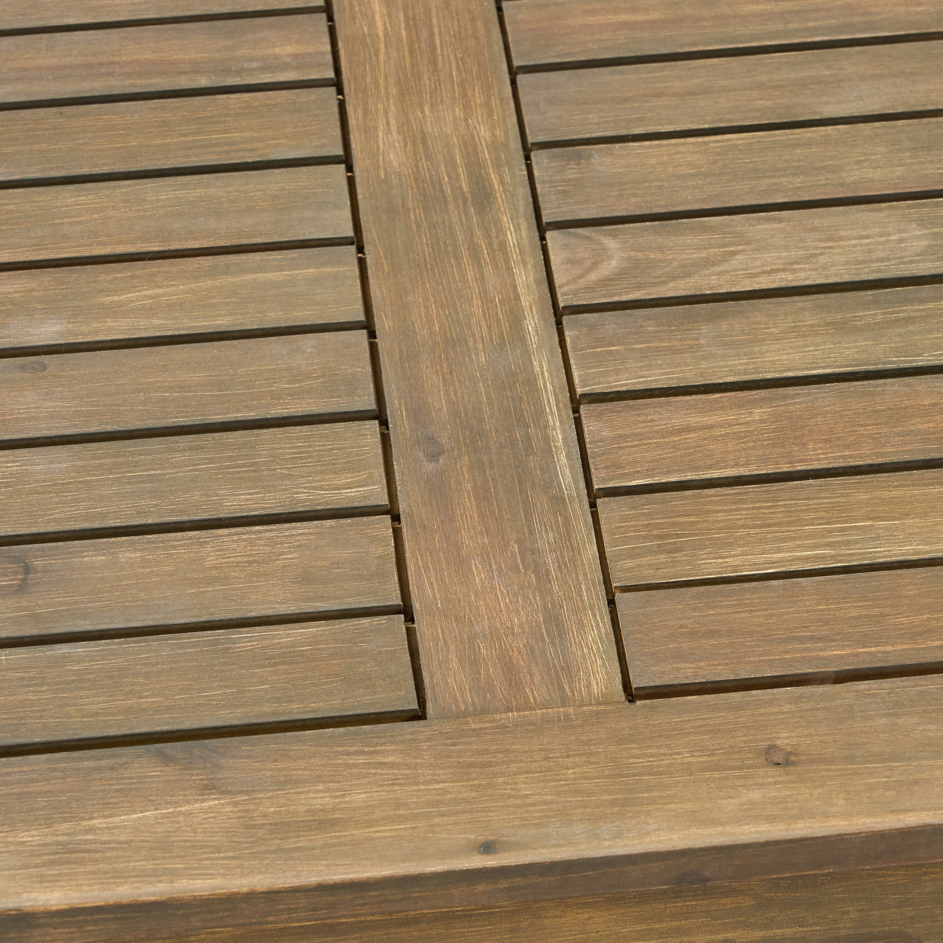 Perla Outdoor Rustic Coffee Table with Slat Design