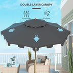 9' Double Top Ruffled Patio Umbrella with Push Button Tilt and Crank
