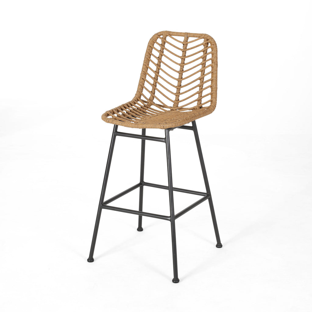Sawtelle Outdoor Wicker Barstools, Set of 2