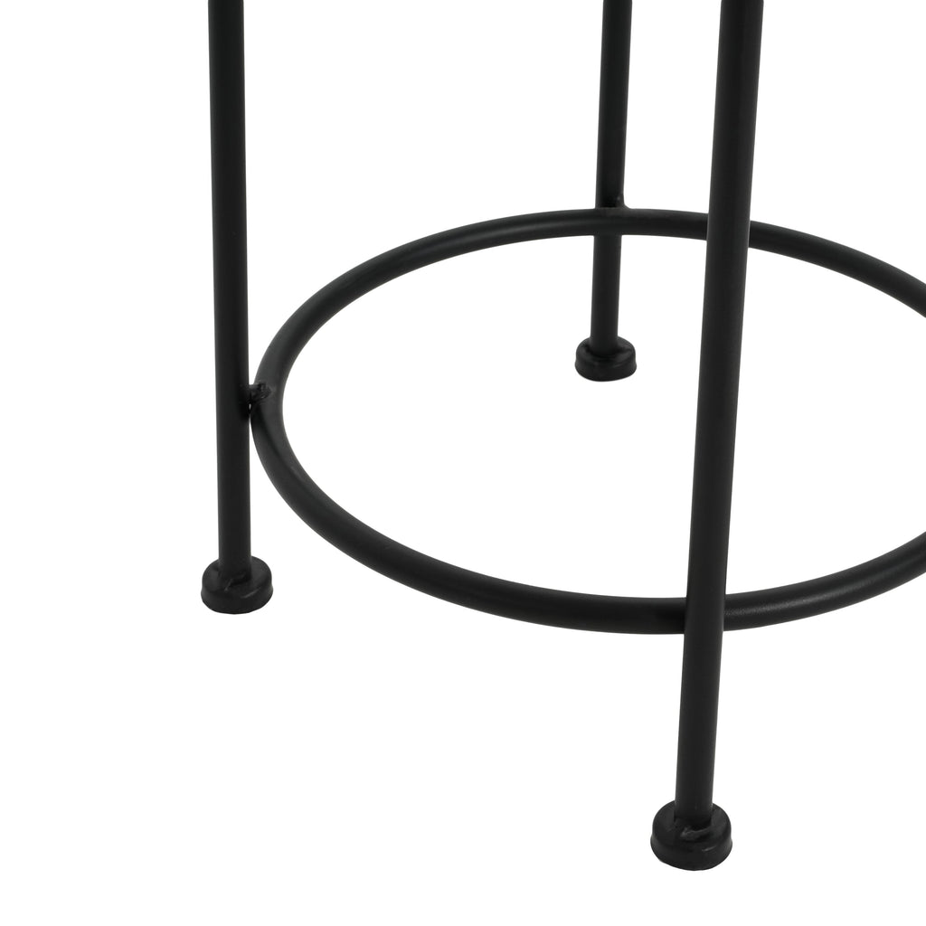 3-Piece Outdoor Ceramic Tile Plant Stand Set with Iron Frame