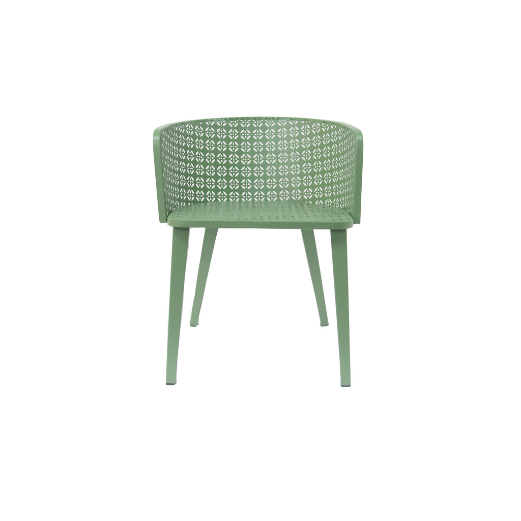 Rejoiced Outdoor Dining Chair with Geometric Lattice Design and Curved Back, Set of 2