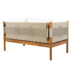 Seabrook Acacia Wood Outdoor Loveseat with Diamond Rope Weave & Cushions