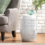 Ruby Outdoor Metal Lace Cutout Accent Table