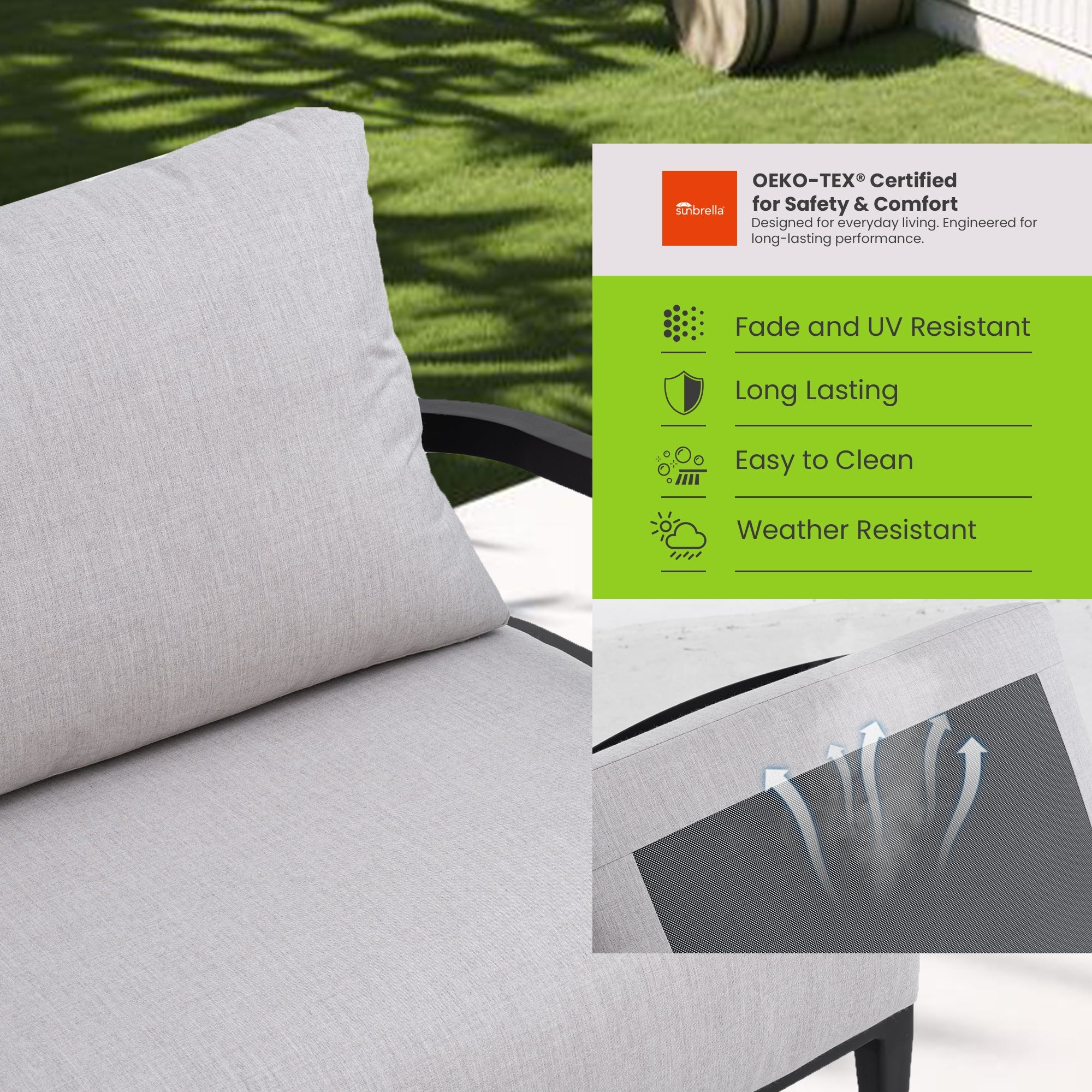 Mariner Outdoor Aluminum Club Chairs and Sunbrella Cushions
