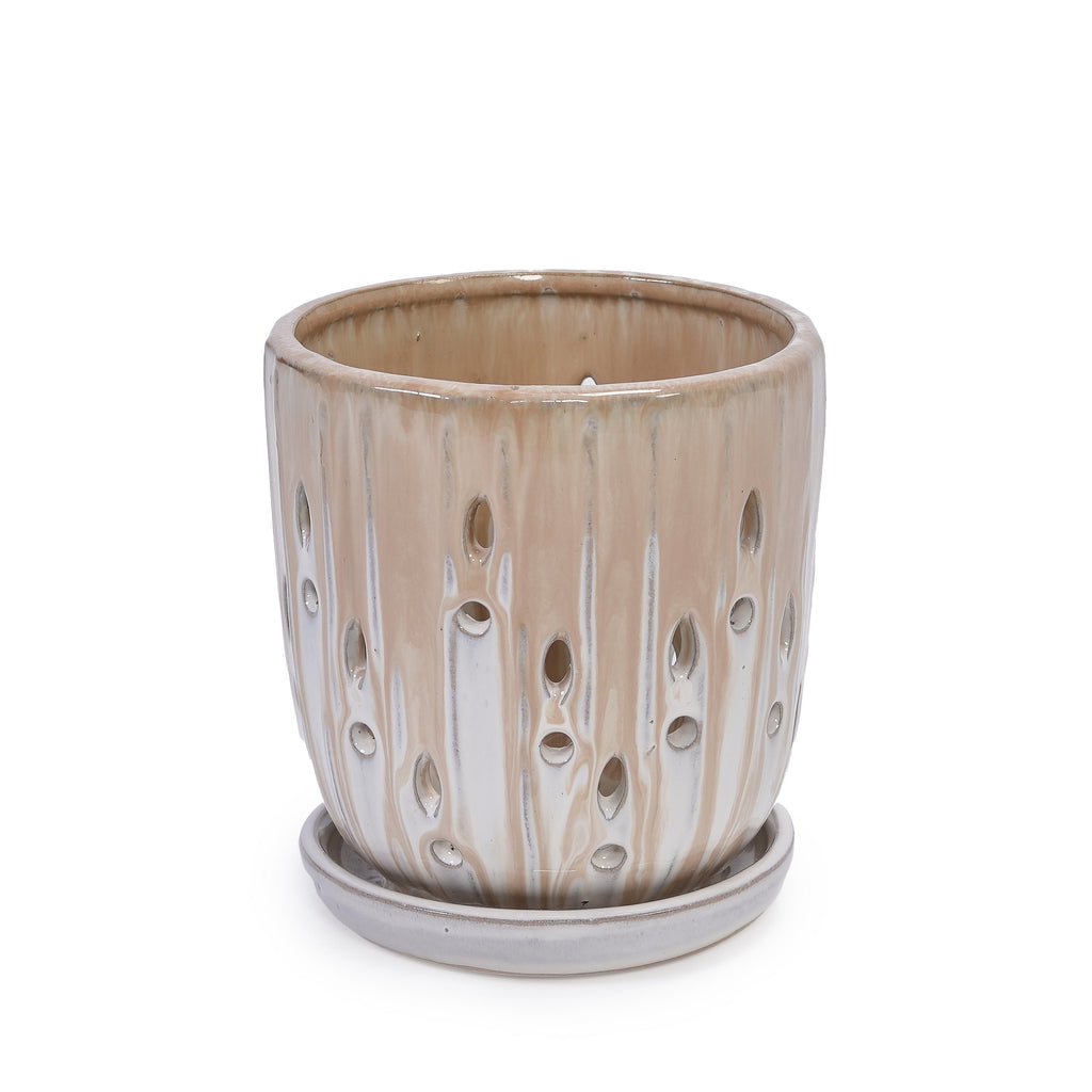 Aven Beige Handmade Ceramic Planter, Set of 2