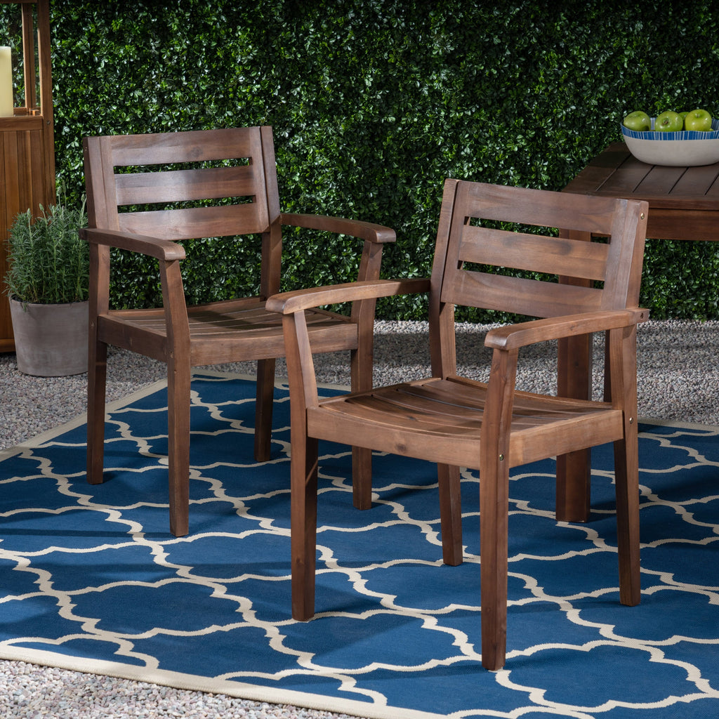 Stamford Outdoor Acacia Wood Dining Chairs, Set of 2
