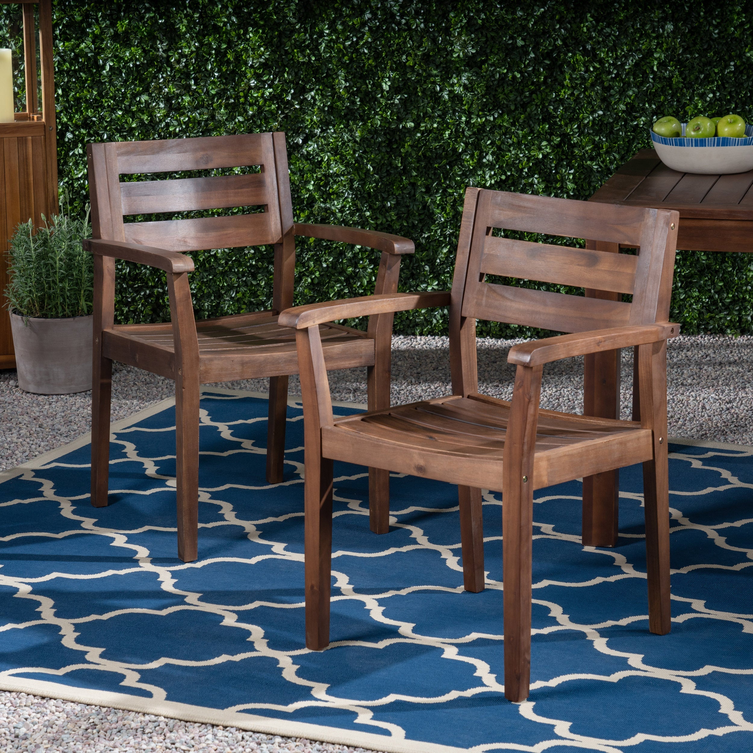Stamford Outdoor Acacia Wood Dining Chairs, Set of 2