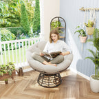360° Swivel Indoor Outdoor Wicker Papasan Chair with Soft Thick Cushion