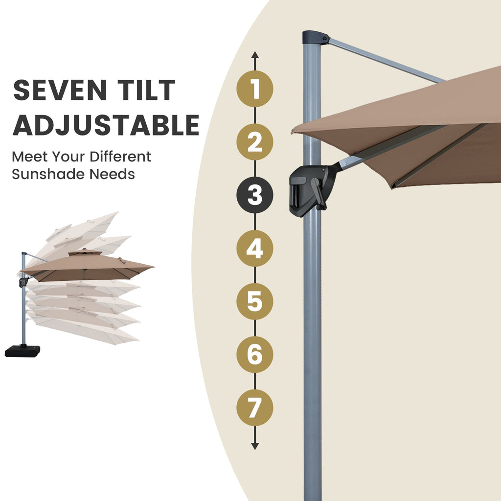11' Outdoor Square Double Top Patio Umbrella, Base Not Included
