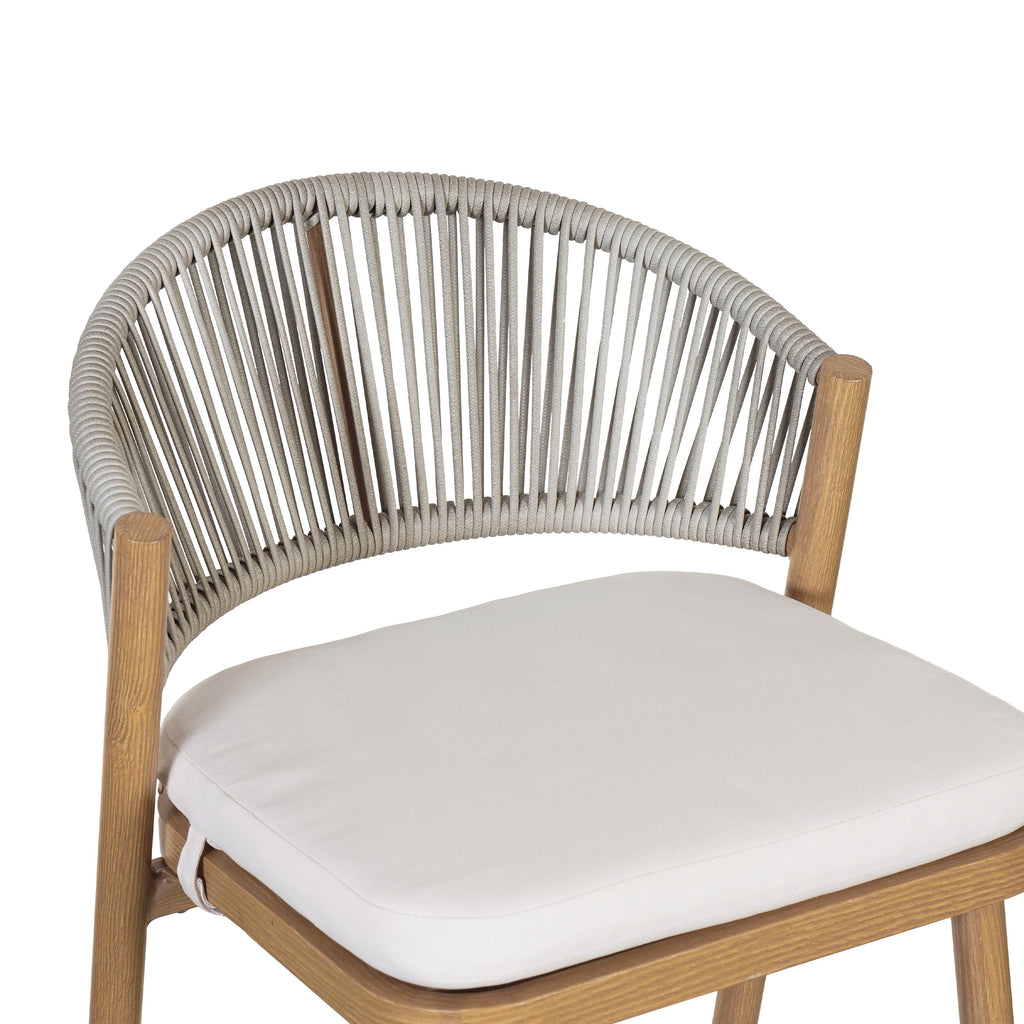 Outdoor Metal Frame Stools with Scallop-Shaped Backrest & Water-Resistant Cushions, Set of 2