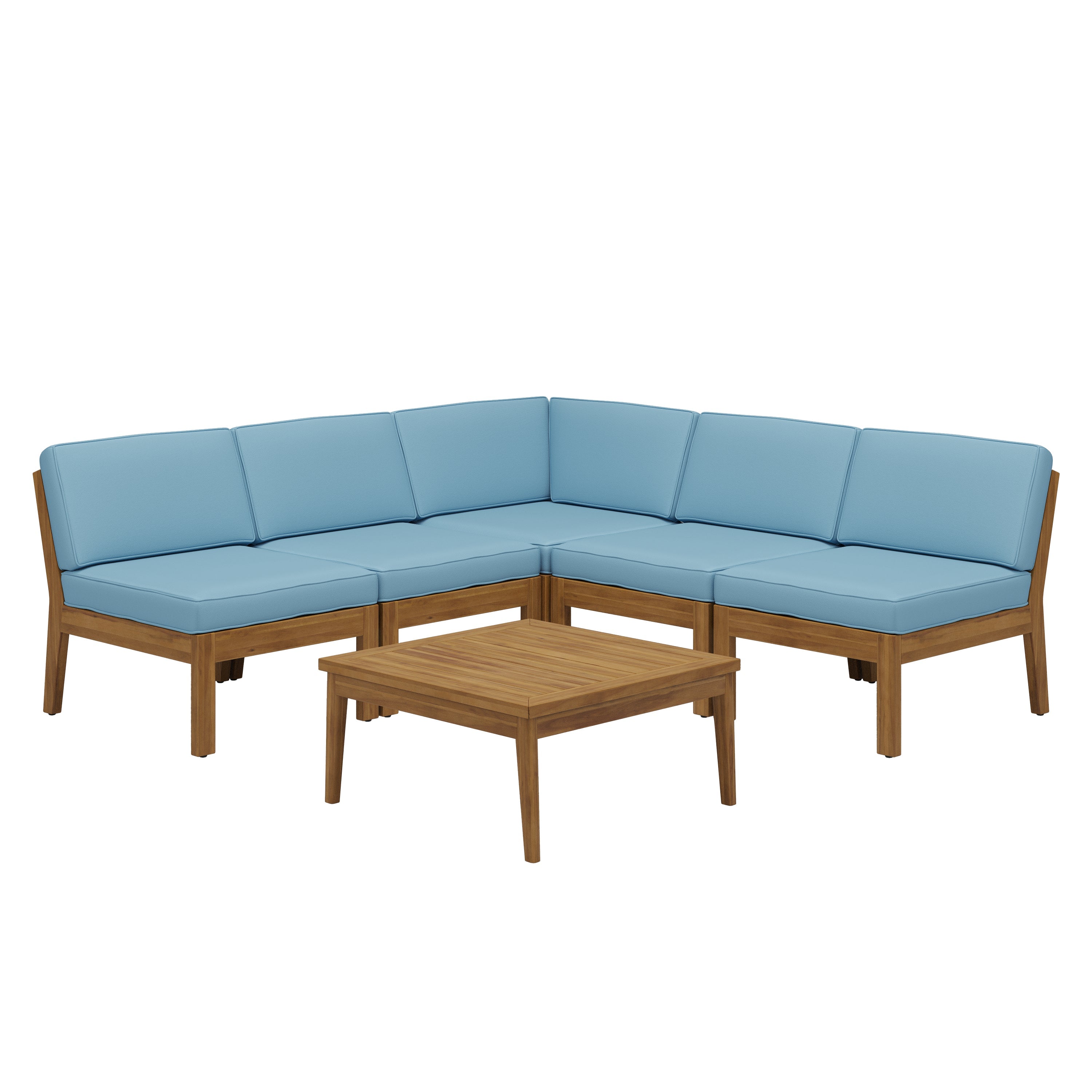 Grenada 5 Seater Acacia Wood Armless Sectional