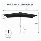 6.5 x 10 ft Rectangular Patio Umbrella with Crank, Base Not Included