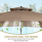 11' Outdoor Square Double Top Patio Umbrella, Base Not Included