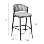 Outdoor Metal Frame Stools with Scallop-Shaped Backrest & Water-Resistant Cushions, Set of 2