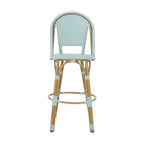 Callisto 29.5" Outdoor Rattan and Aluminum Bar Stool with Curved Back and Footrest