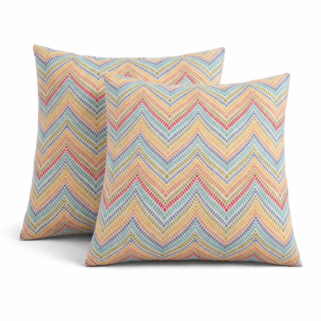 Summer Chevron 18x18 Waterproof & Fade-Resistant Outdoor Throw Pillows, Set of 2