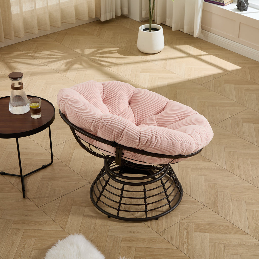 360° Swivel Indoor Outdoor Wicker Papasan Chair with Soft Thick Cushion
