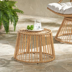 Enduring Outdoor Rattan Side Table with Cage Frame