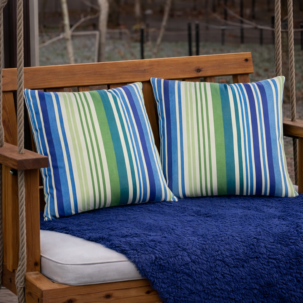 Ocean Hues 18x18 Waterproof & Fade-Resistant Outdoor Throw Pillows, Set of 2