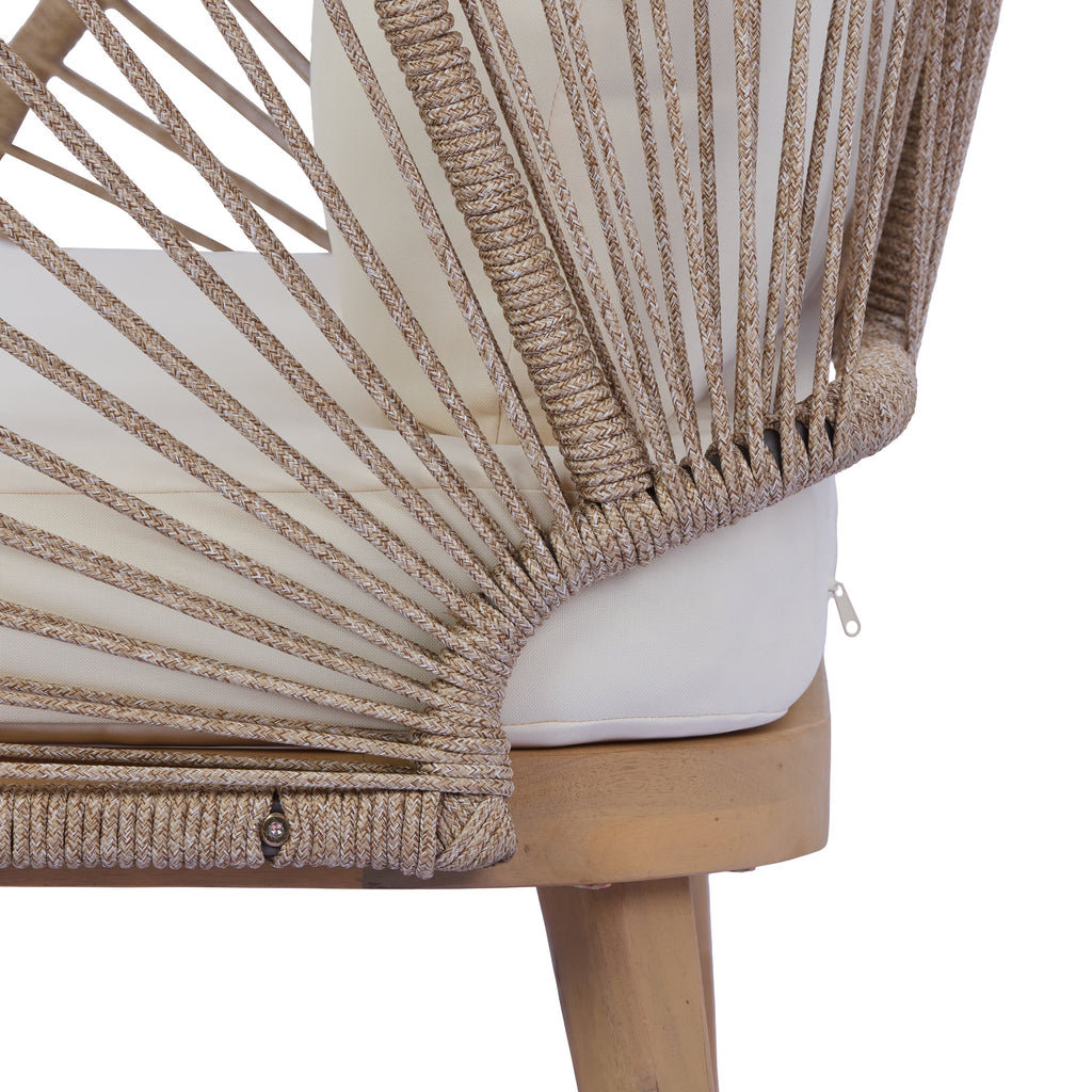 Solstice Outdoor Acacia Wood Club Chair with Handwoven Rope Accents