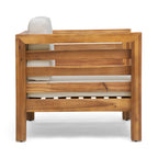 Oana Outdoor Acacia Wood Club Chair with Cushion
