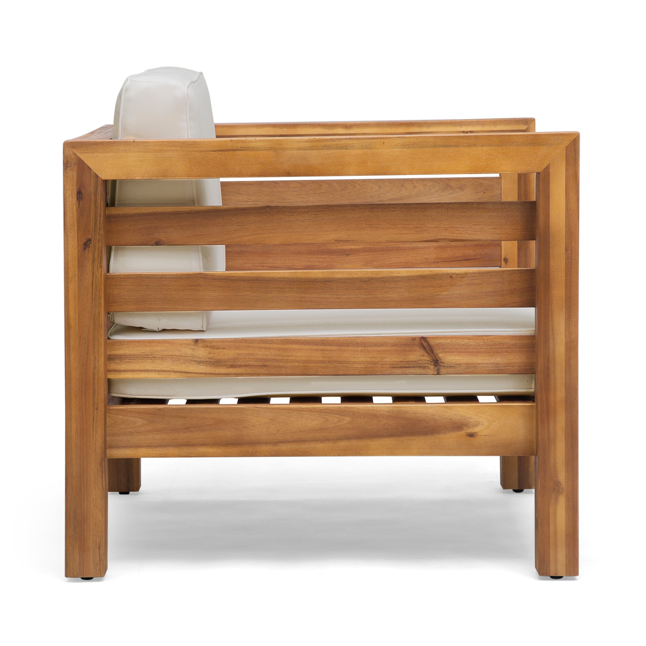 Oana Outdoor Acacia Wood Club Chair with Cushion