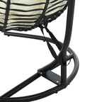 Foldable Rattan Egg Swing Chair with Iron Frame, Plush Cushion & Removable Headrest