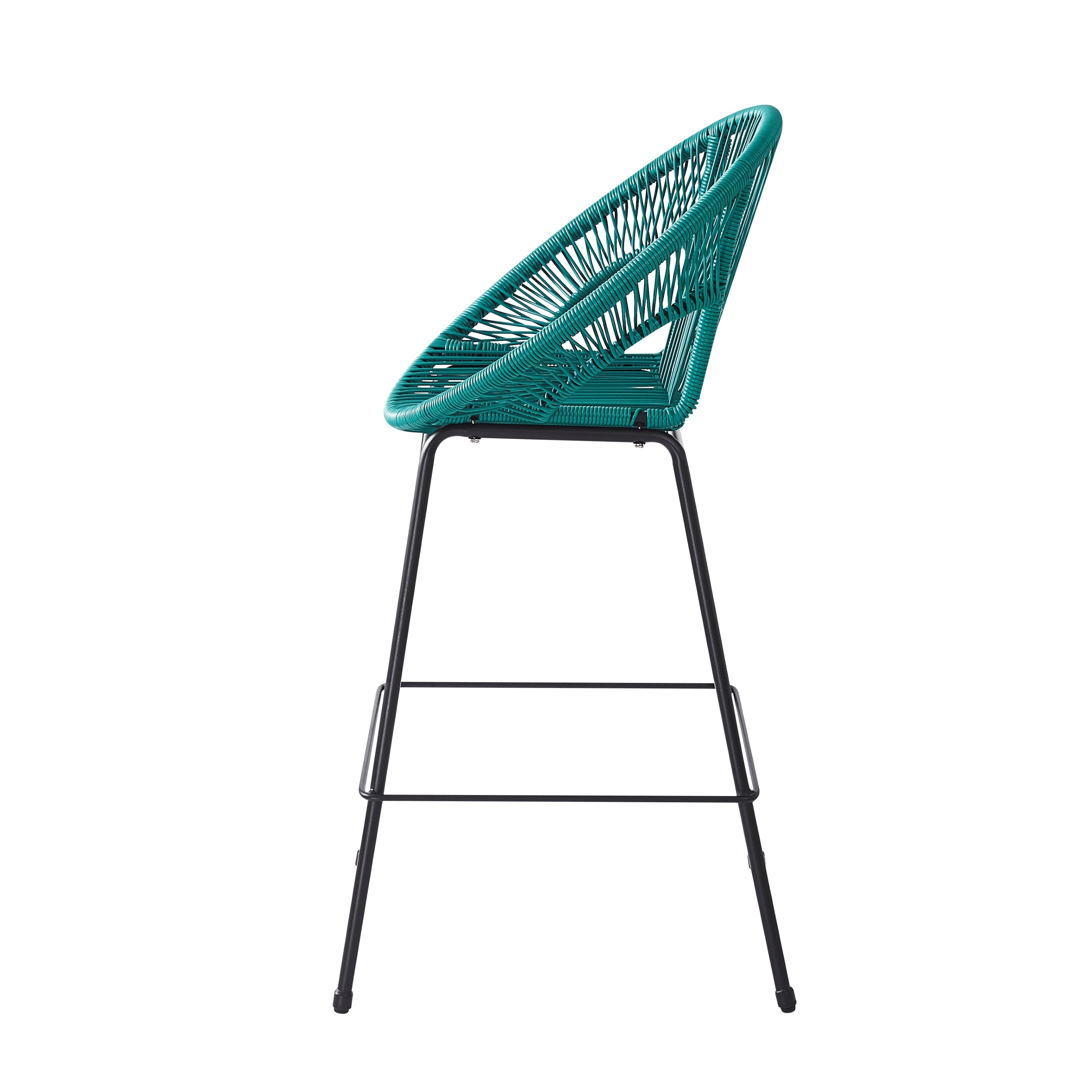 Entwined Outdoor Bar Stool with Ergonomic Design and Footrest, Set of 2