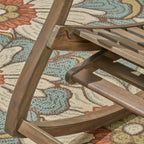 Outdoor Acacia Wood Rocking Chair with Retractable Foot Rest