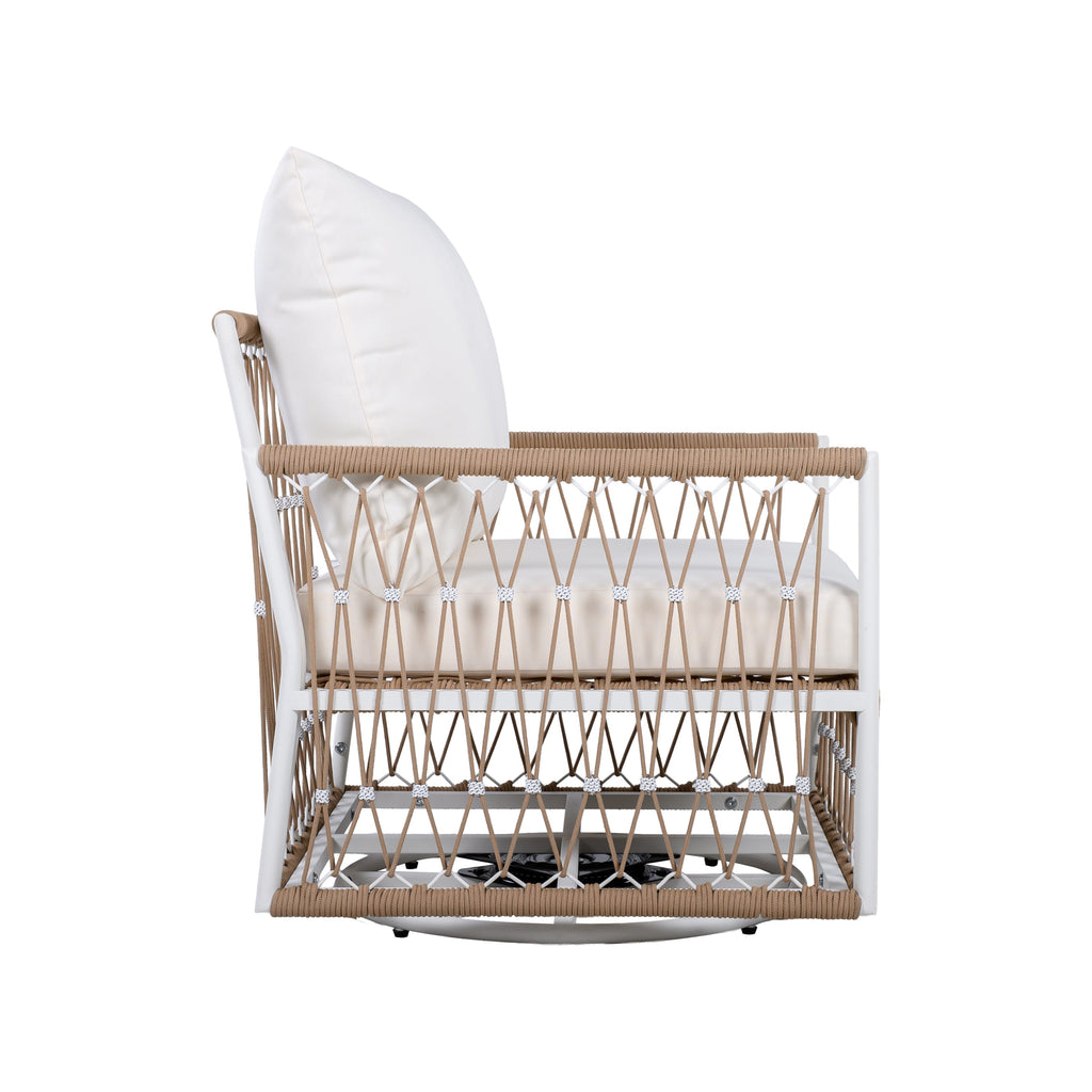Caspian Outdoor Handwoven Rope Accent Swivel Chairs, Set of 2
