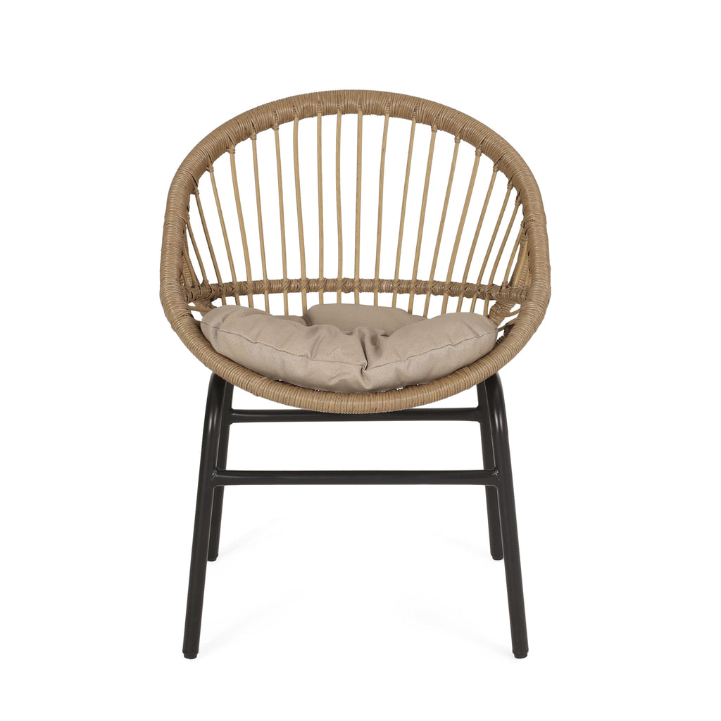 Outdoor Accent Chair with Curved Back and Basket Frame, Set of 2