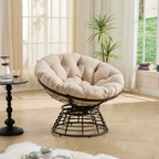 360° Swivel Indoor Outdoor Wicker Papasan Chair with Soft Thick Cushion