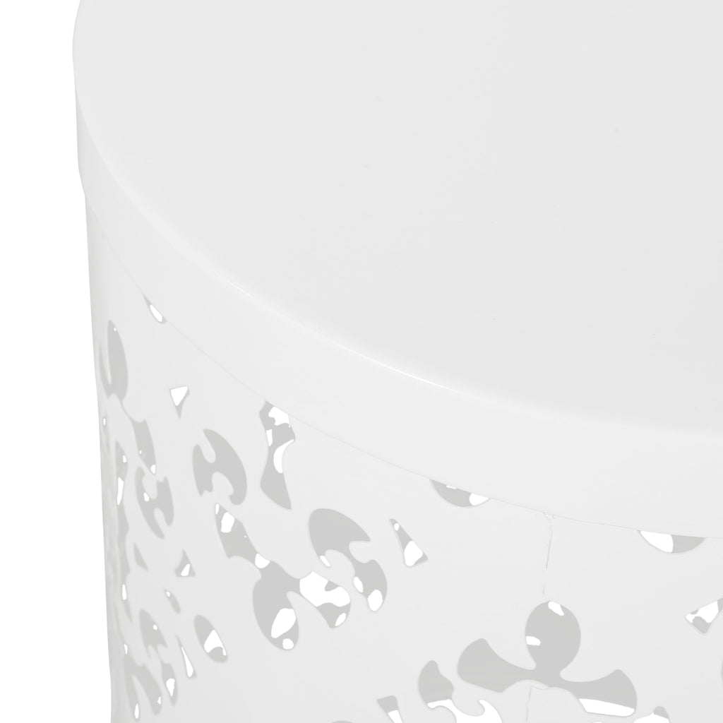 Spherical Outdoor Cylindrical End Table with Iron Cut Design