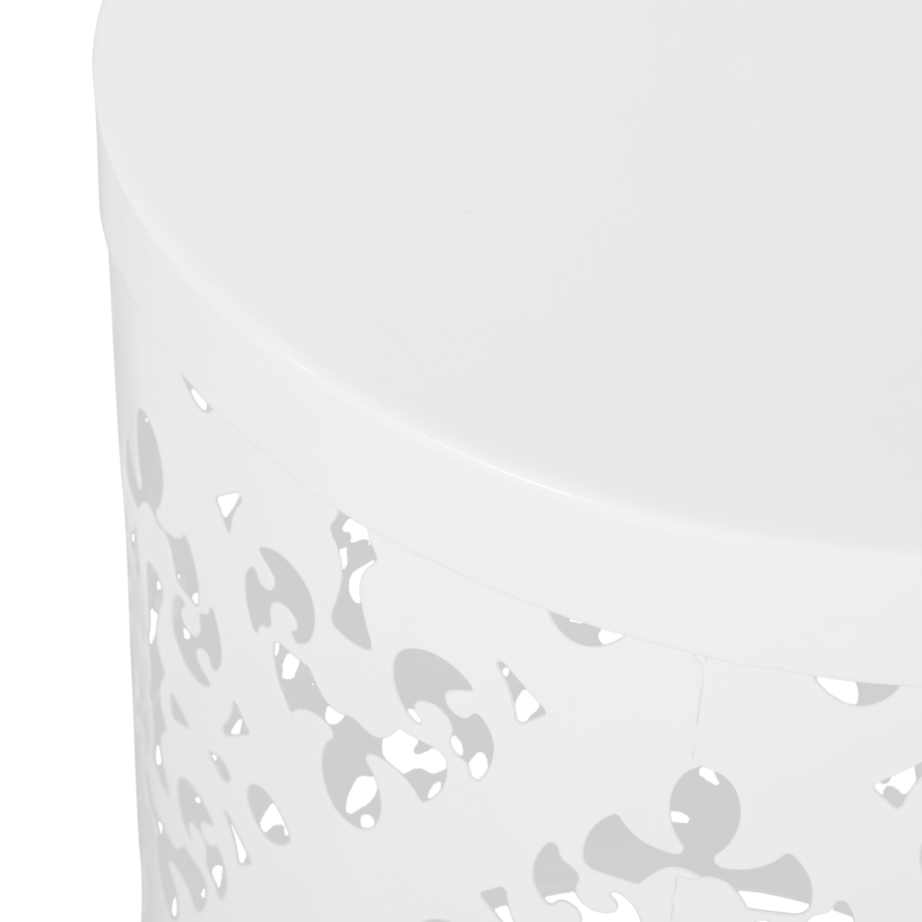 Spherical Outdoor Cylindrical End Table with Iron Cut Design
