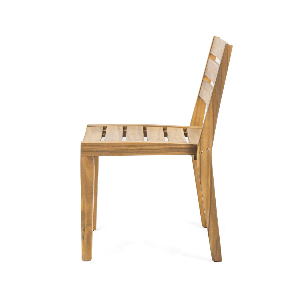 Solene Outdoor Acacia Wood Dining Chairs, Set of 2