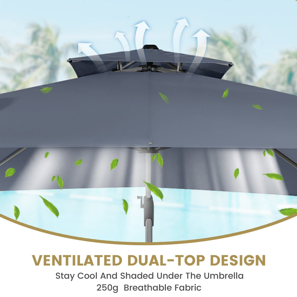 11' Outdoor Square Double Top Patio Umbrella, Base Not Included