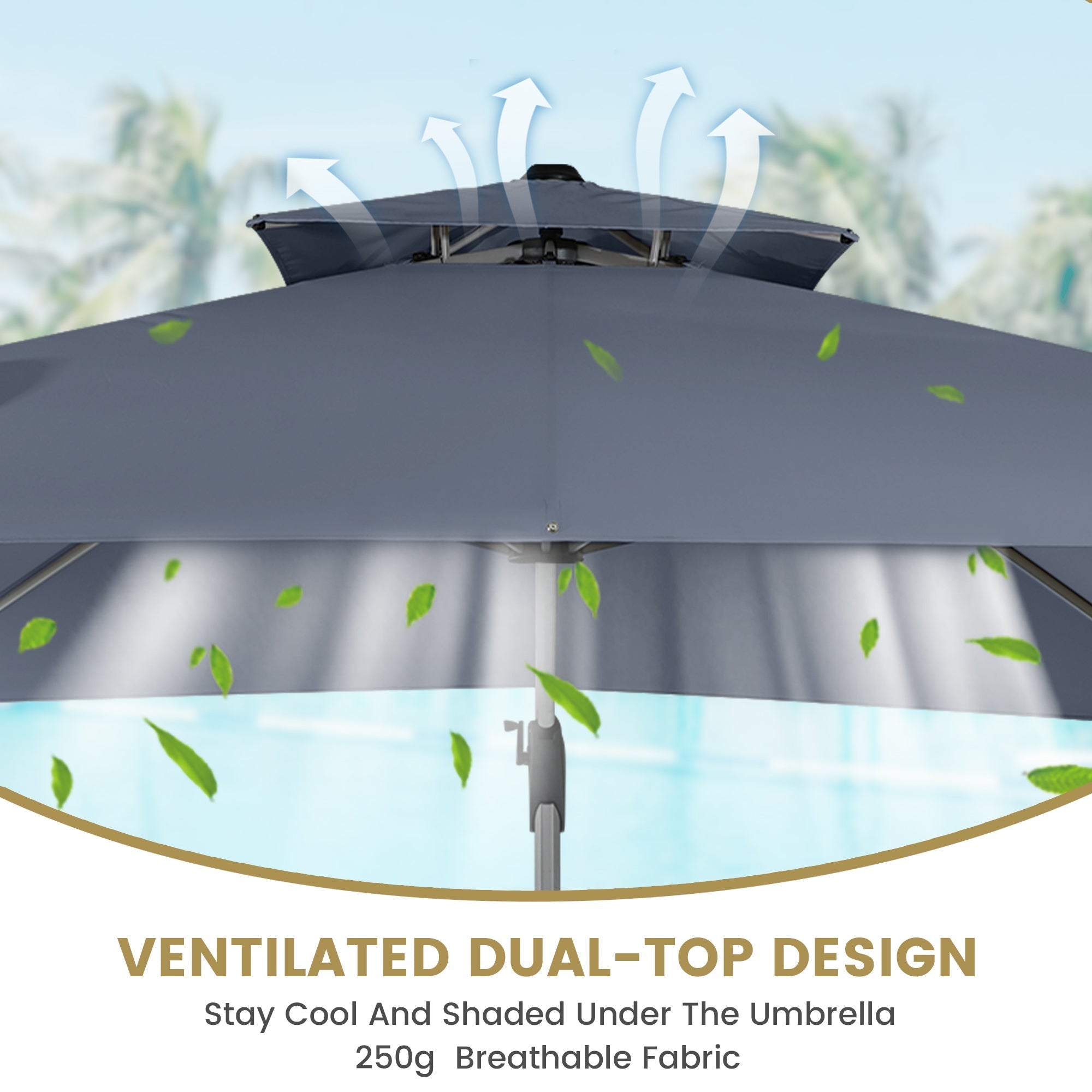 11' Outdoor Square Double Top Patio Umbrella, Base Not Included
