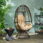 Lazulite Outdoor Egg Chair with Water-Resistant Cushion and Swivel Function