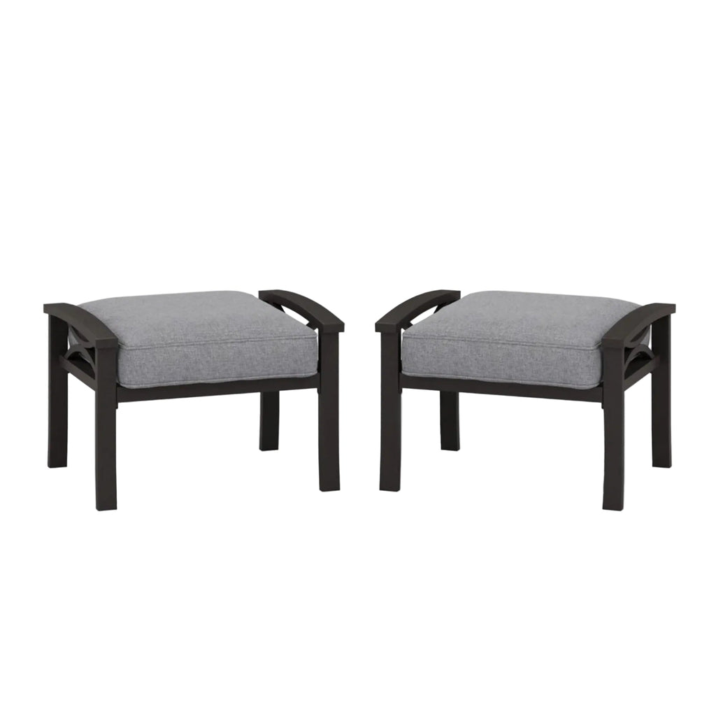 Marisol All-Weather 26" Metal Ottomans, Set of 2