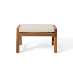 Brixton Acacia Wood Outdoor Ottomans with Cushion, Set of 2