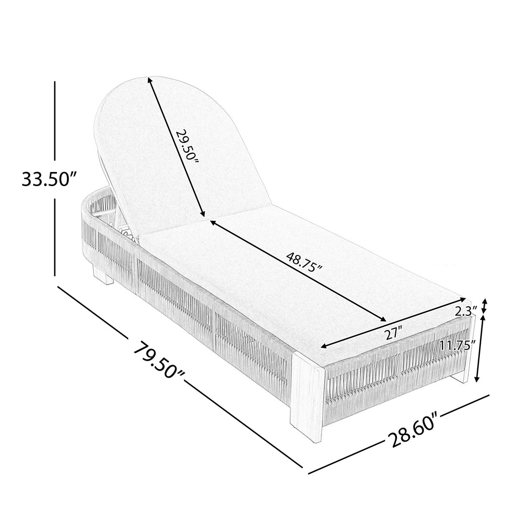 Outdoor Rope Chaise Lounge with Adjustable Backrest