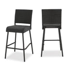 29" Outdoor Rattan Armless Barstools, Set of 2
