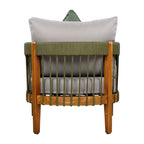 Azari Outdoor Acacia Wood Club Chair with Handwoven Rope Accents & Curved Backrest
