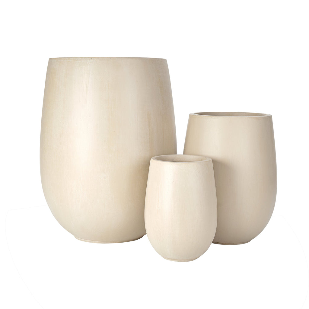 Egg Shaped Lightweight Outdoor Planter, Set of 3