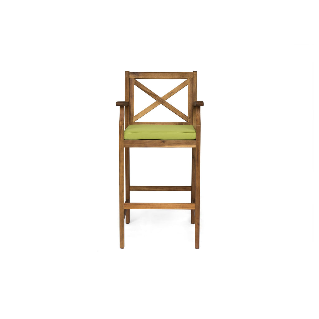Perla Outdoor Acacia Wood Barstools, Set of 2
