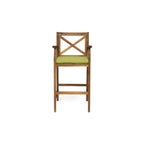 Perla Outdoor Acacia Wood Barstools, Set of 2