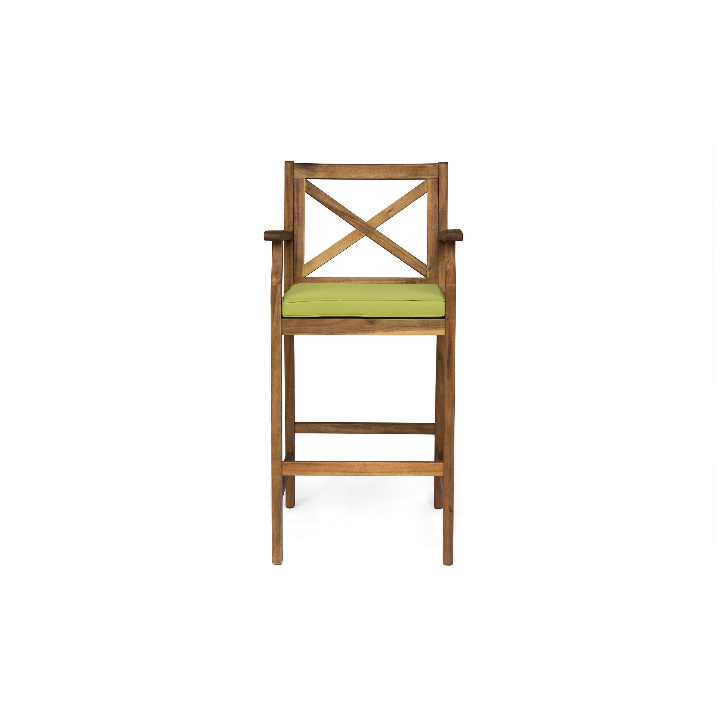 Perla Outdoor Acacia Wood Barstools, Set of 2